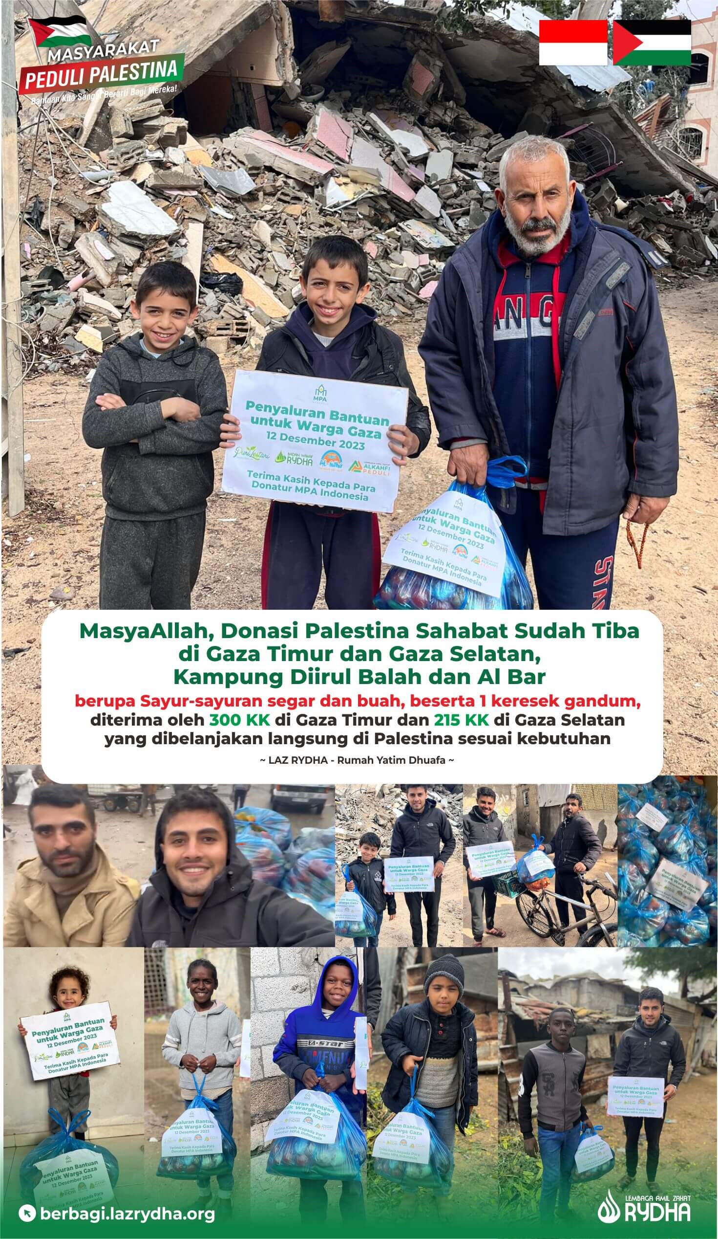 Banner Info Terbaru MasyaAllah, Donasi Palestina Sahabat Melalui LAZ RYDHA Sudah Tiba